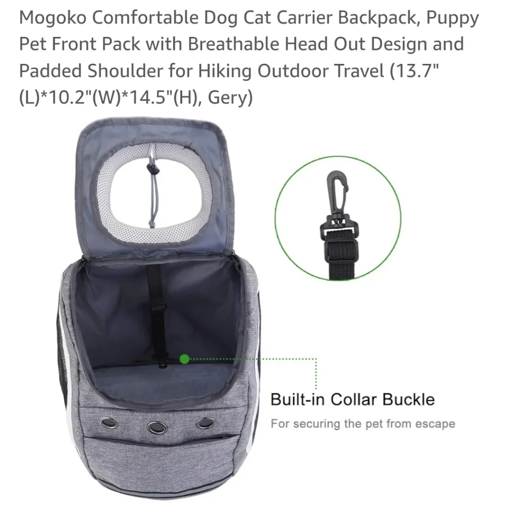 Comfortable Dog Cat Carrier Backpack, Puppy Pet Front Pack with head whole